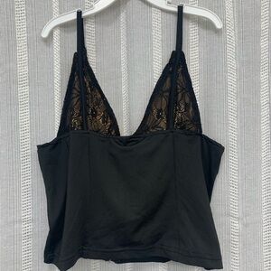 Lace Black‎ Crop Top with Adjustable Straps and Back Zipper Size M